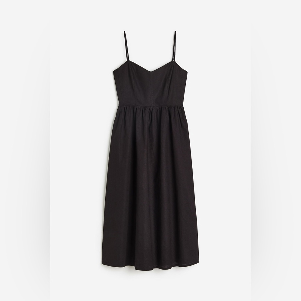 H&M Black Midi Spaghetti-Strap Dress - Picture 1 of 12